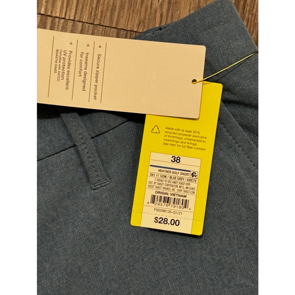 NWT All in Motion Men's Heather Blue/Gray Golf Shorts Size 38x10​​​​​ - Picture 10 of 10